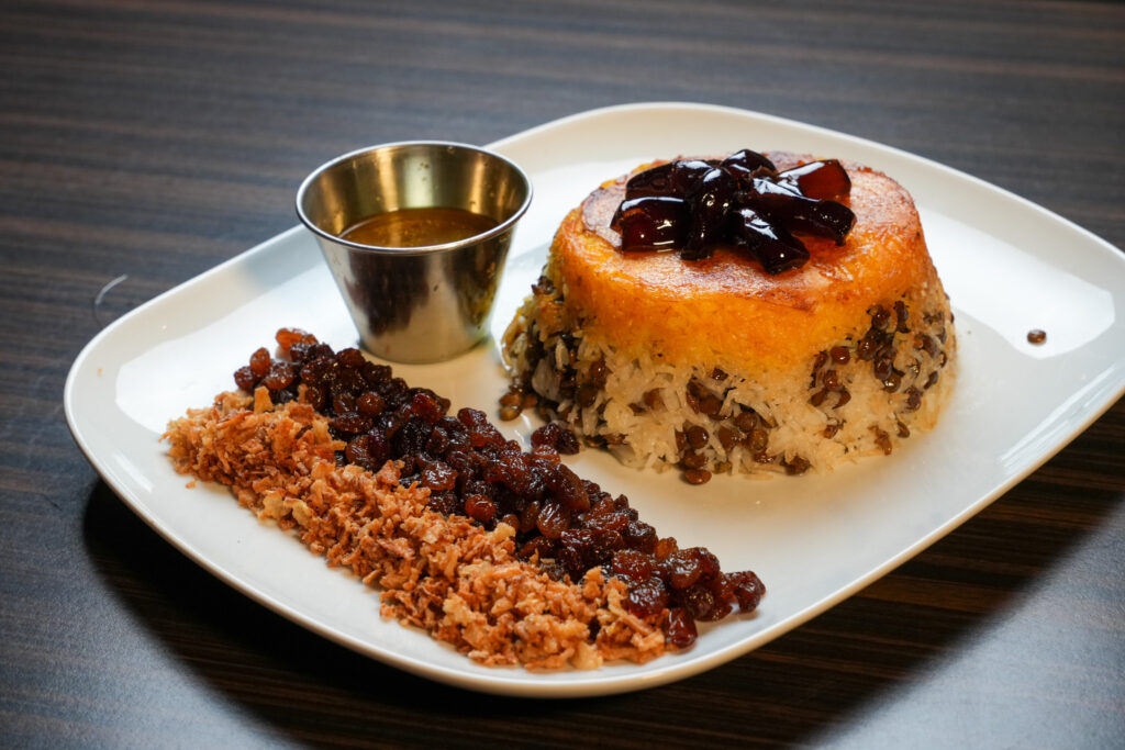 Khaghan Restaurant - Lamb shank with lentil Rice