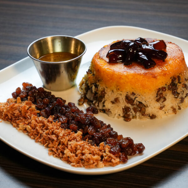Lamb shank with lentil Rice 